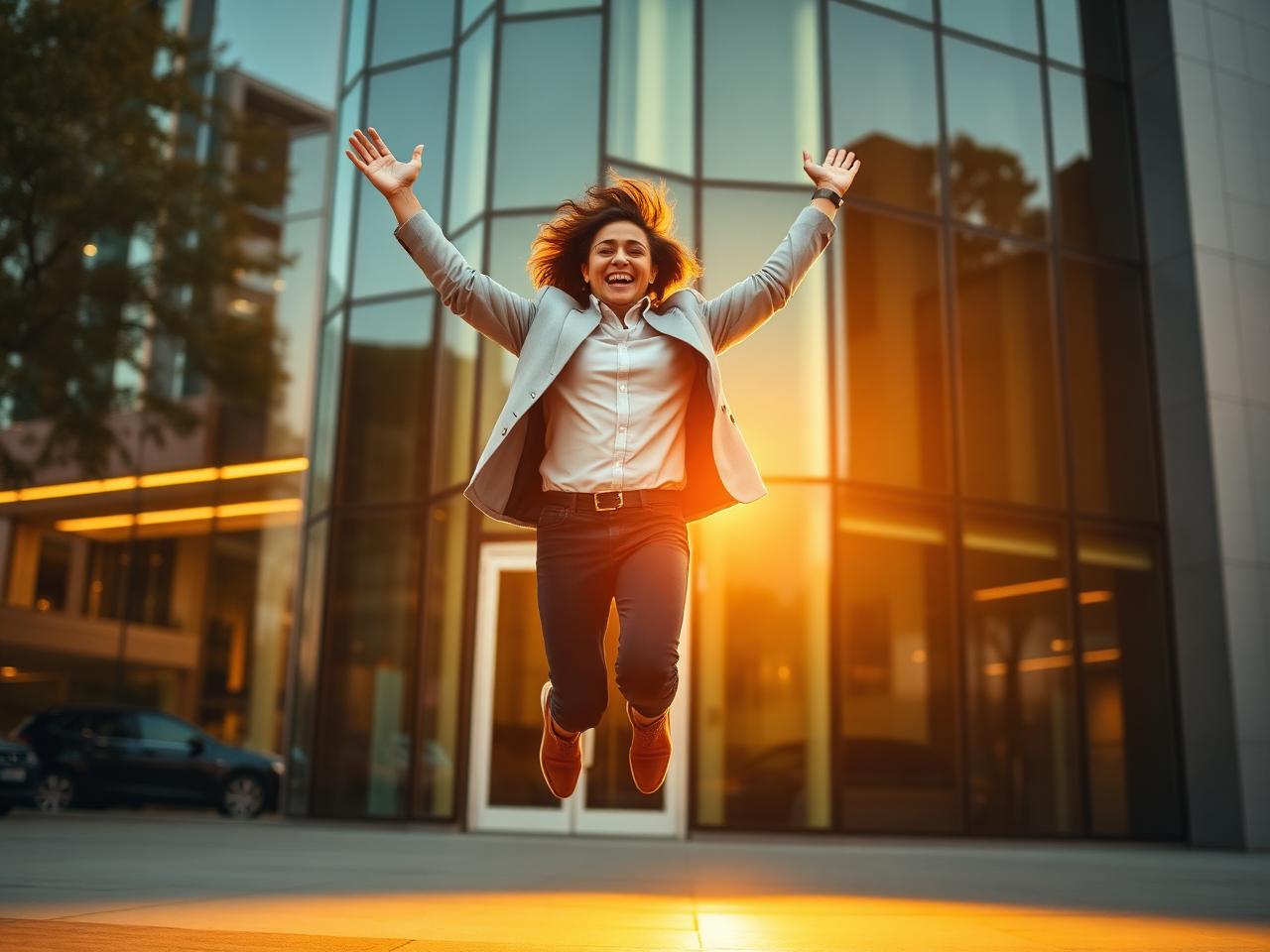 A recently placed candidate celebrating their offer