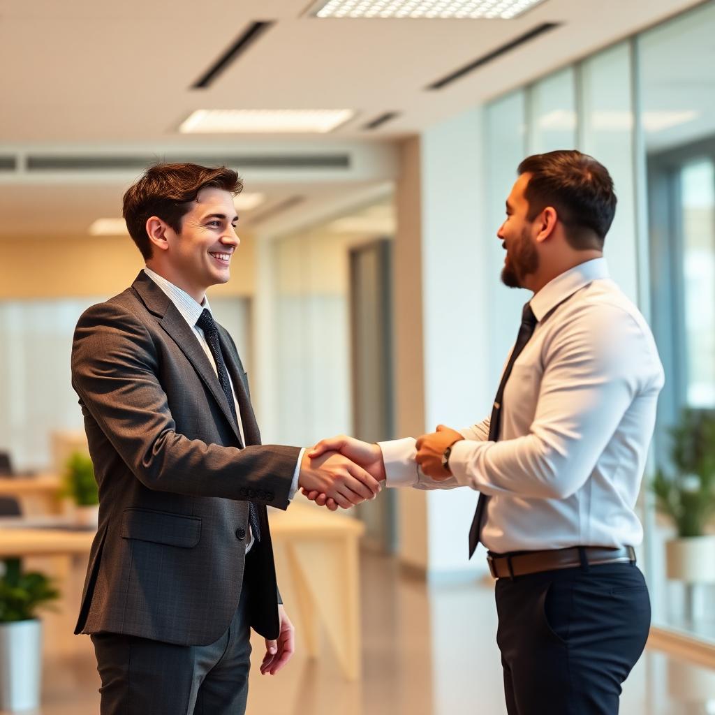 Hiring manager welcoming a new hire